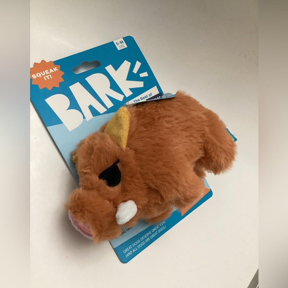 BarkBox Beau The Boar Squeaky Crinkly Plush Tug & Shake Dog Toy 6.5x4"